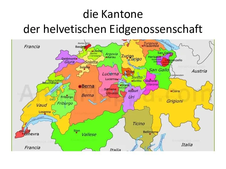 die Kantone der helvetischen Eidgenossenschaft