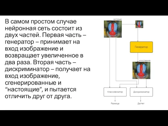 В самом простом случае нейронная сеть состоит из двух частей. Первая часть