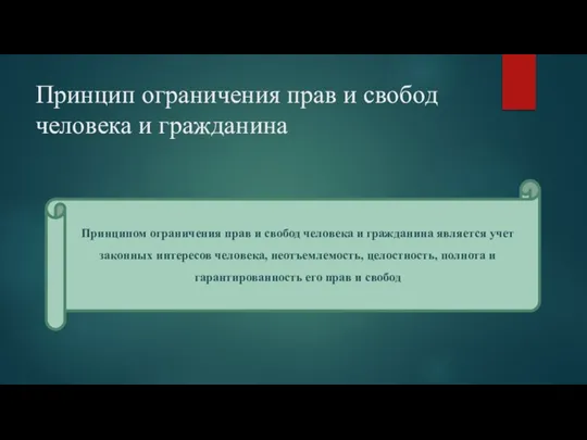 Принцип ограничения прав и свобод человека и гражданина Принципом ограничения прав и