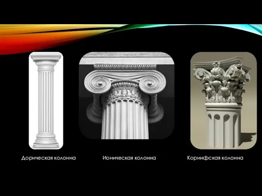 Дорическая колонна Ионическая колонна Коринфская колонна