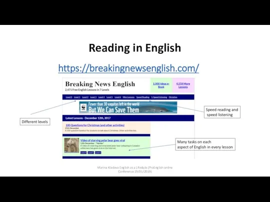 Reading in English Marina Kladova English as a Lifestyle (ProEnglish online Conference 19/01/2019)