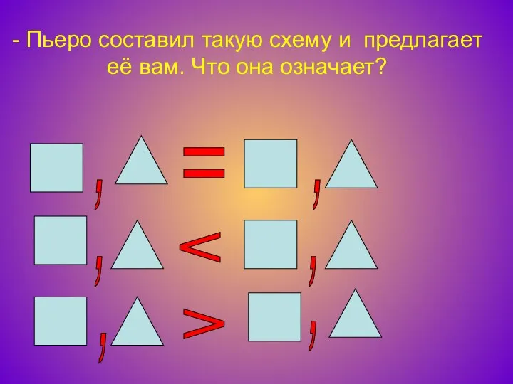 - Пьеро составил такую схему и предлагает её вам. Что она означает?