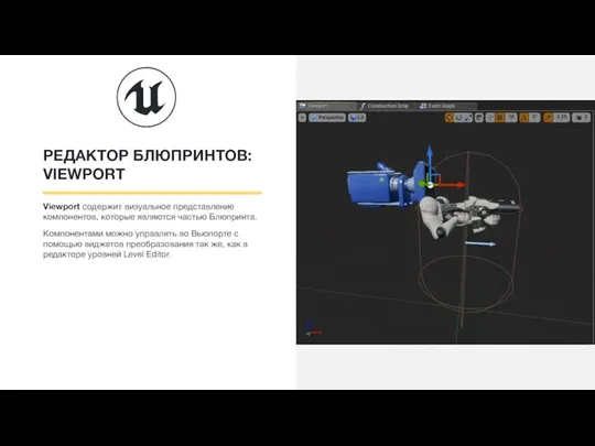РЕДАКТОР БЛЮПРИНТОВ: VIEWPORT Viewport содержит визуальное представление компонентов, которые являются частью Блюпринта.