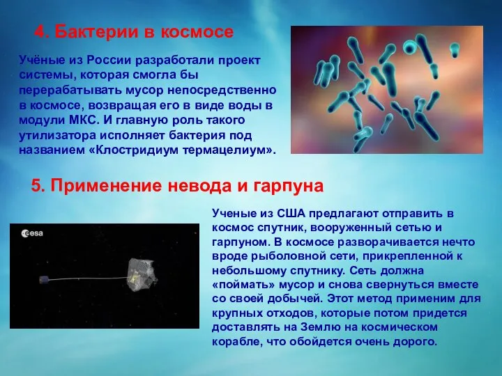 4. Бактерии в космосе Учёные из России разработали проект системы, которая смогла