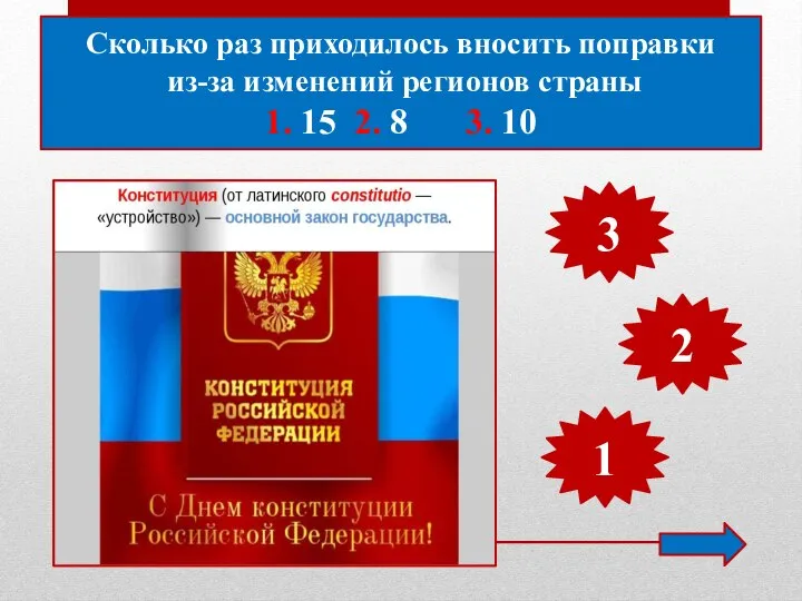 Сколько раз приходилось вносить поправки из-за изменений регионов страны 1. 15 2.