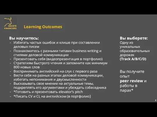 Learning Outcomes Вы научитесь: Избегать частых ошибок и клише при составлении деловых