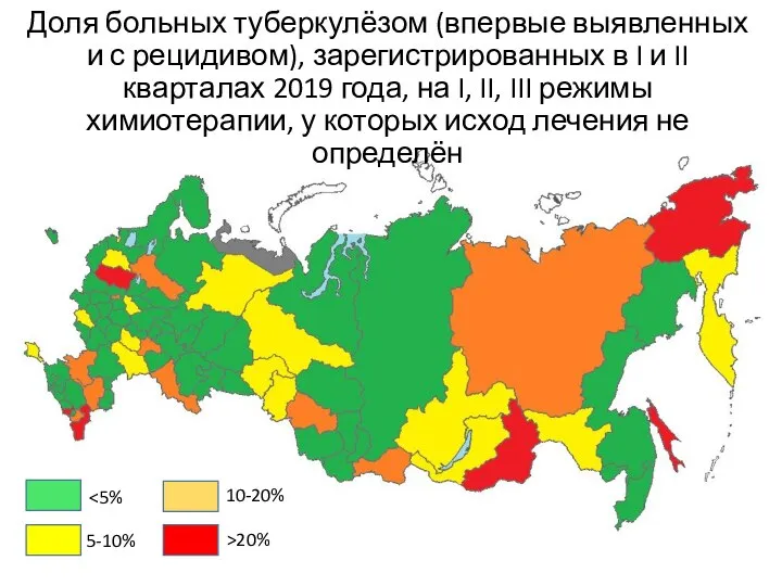 Доля больных туберкулёзом (впервые выявленных и с рецидивом), зарегистрированных в I и