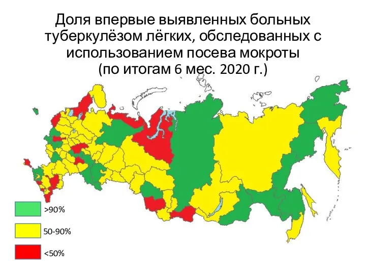 Доля впервые выявленных больных туберкулёзом лёгких, обследованных с использованием посева мокроты (по