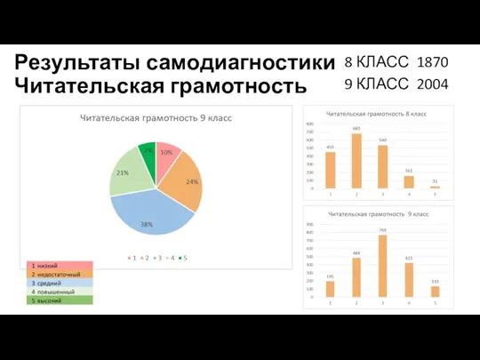 Результаты самодиагностики Читательская грамотность 8 КЛАСС 1870 9 КЛАСС 2004