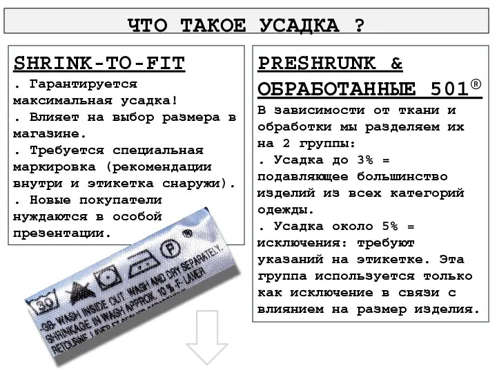 SHRINK-TO-FIT . Гарантируется максимальная усадка! . Влияет на выбор размера в магазине.