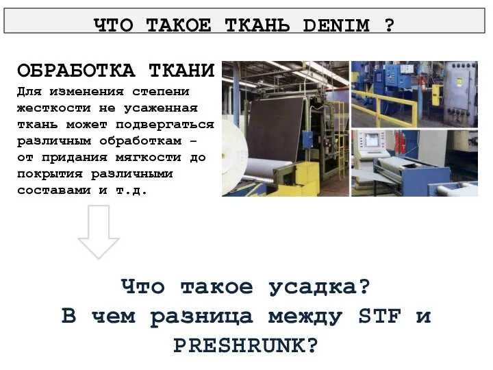 ОБРАБОТКА ТКАНИ Для изменения степени жесткости не усаженная ткань может подвергаться различным