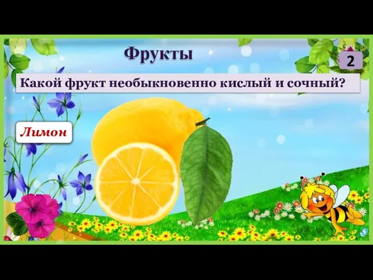 2 Фрукты Лимон Какой фрукт необыкновенно кислый и сочный?