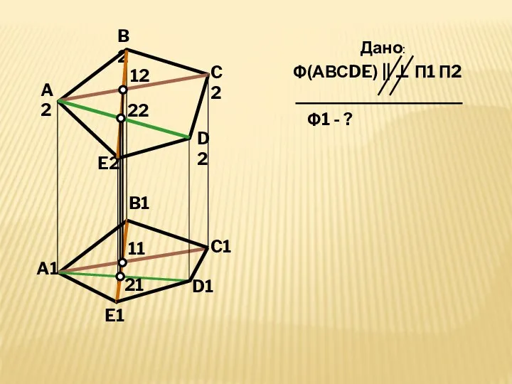 A2 B2 C1 D2 E2 A1 B1 E1 Дано: Φ(АВСDE) || ⊥