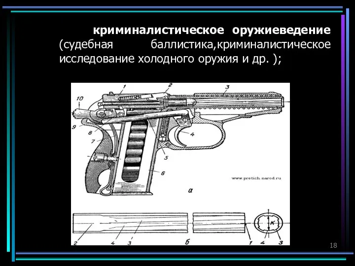 криминалистическое оружиеведение (судебная баллистика,криминалистическое исследование холодного оружия и др. );