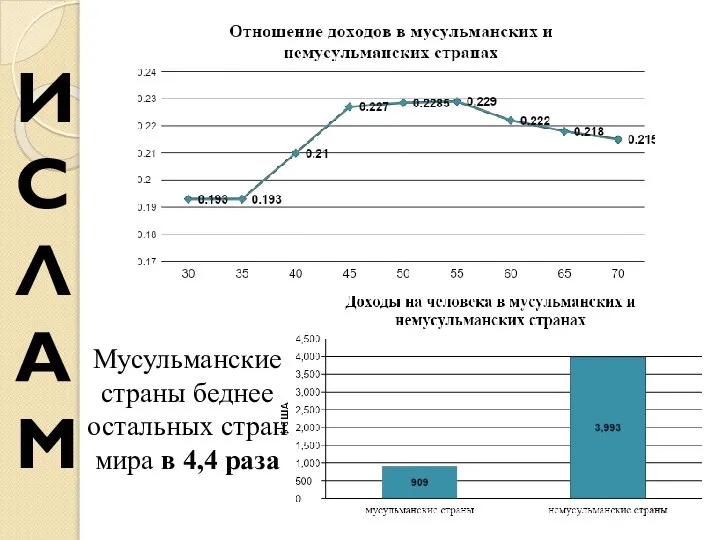 Мусульманские страны беднее остальных стран мира в 4,4 раза ИСЛАМ