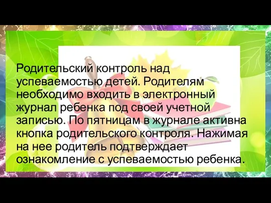 Родительский контроль над успеваемостью детей. Родителям необходимо входить в электронный журнал ребенка