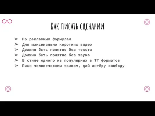 Как писать сценарии По рекламным формулам Для максимально коротких видео Должно быть