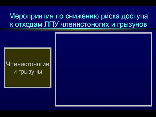 Мероприятия по снижению риска доступа к отходам ЛПУ членистоногих и грызунов Членистоногие и грызуны