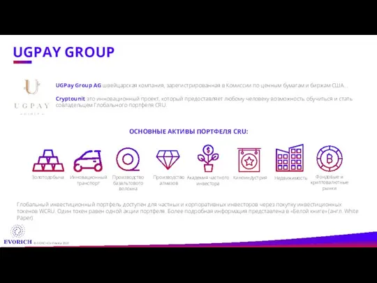 UGPAY GROUP ОСНОВНЫЕ АКТИВЫ ПОРТФЕЛЯ CRU: UGPay Group AG швейцарская компания, зарегистрированная