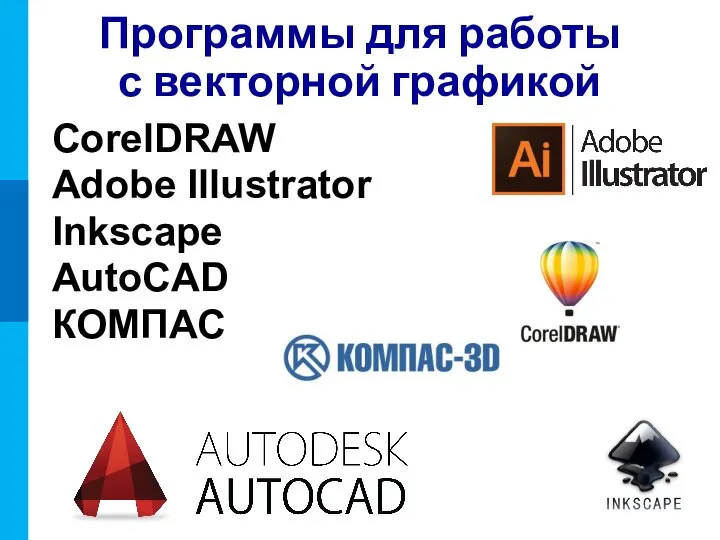 CorelDRAW Adobe Illustrator Inkscape AutoCAD КОМПАС Программы для работы с векторной графикой