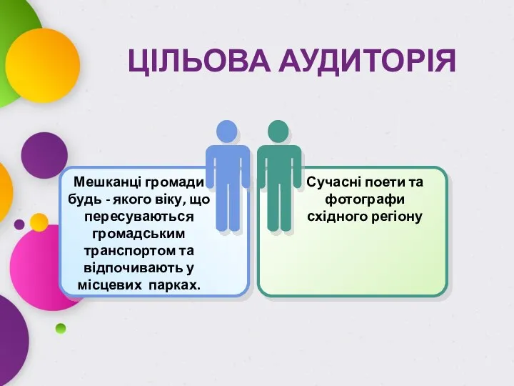 ЦІЛЬОВА АУДИТОРІЯ Мешканці громади будь - якого віку, що пересуваються громадським транспортом