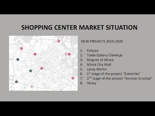 SHOPPING CENTER MARKET SITUATION NEW PROJECTS 2019-2020 Palazzo Trade Gallery Сеница Magnet