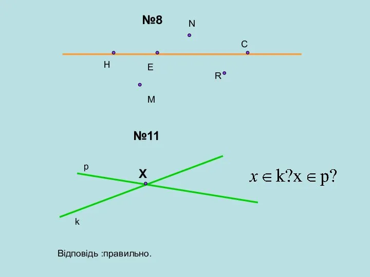 №8 М N R H E C №11 Х k p Відповідь :правильно.