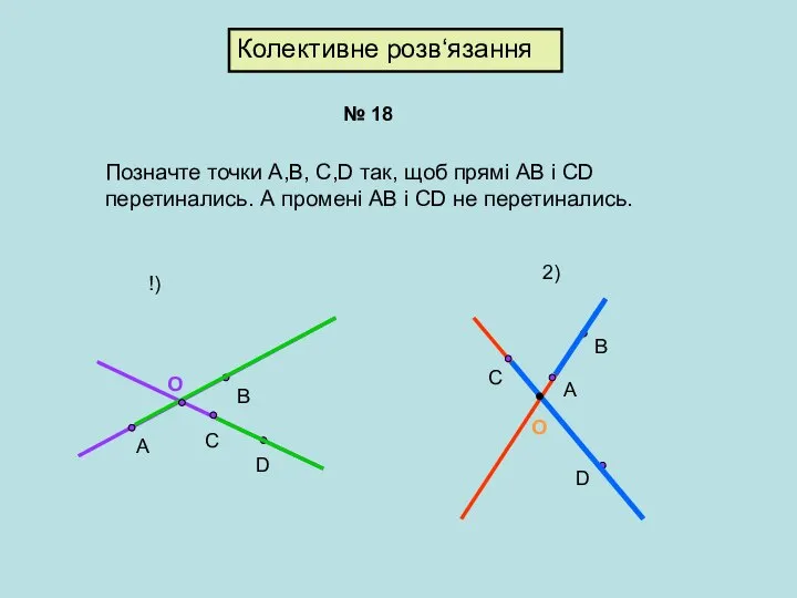 № 18 Позначте точки А,В, С,D так, щоб прямі АВ і СD