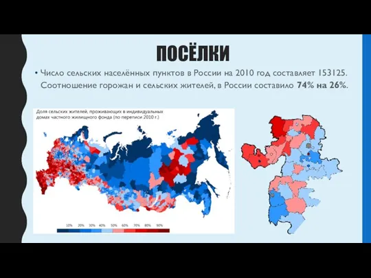 ПОСЁЛКИ Число сельских населённых пунктов в России на 2010 год составляет 153125.