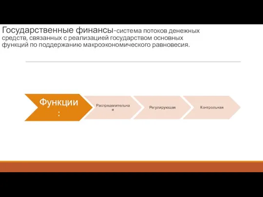 Государственные финансы-система потоков денежных средств, связанных с реализацией государством основных функций по поддержанию макроэкономического равновесия.