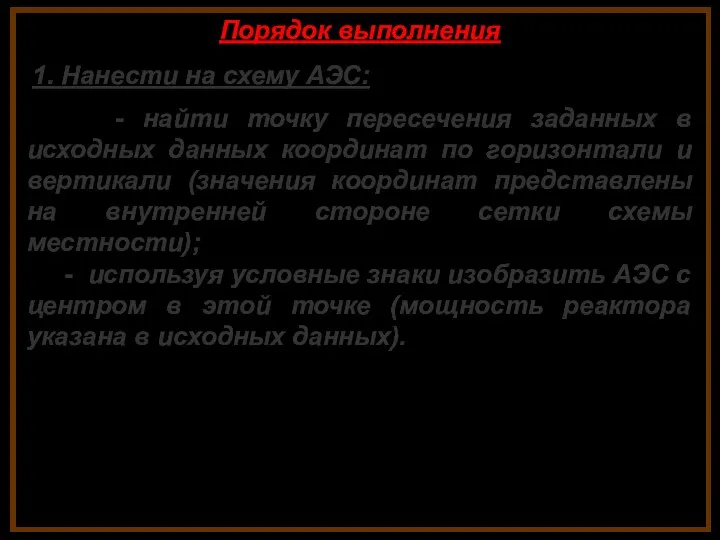 Порядок выполнения 1. Нанести на схему АЭС: - найти точку пересечения заданных