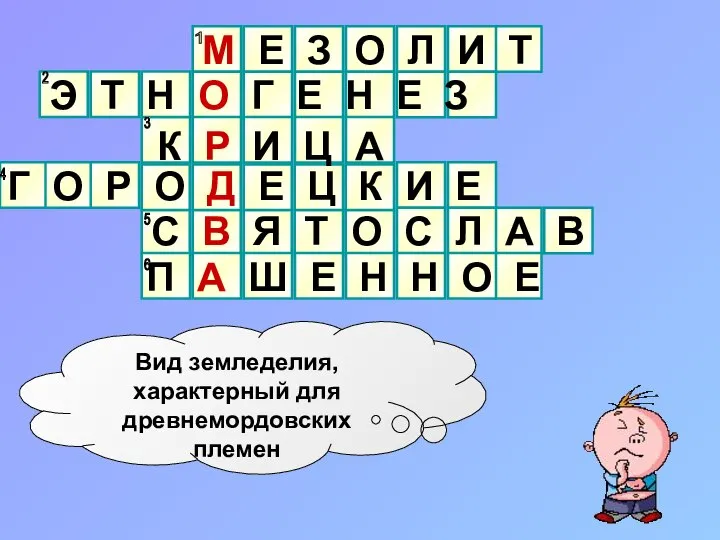 Вид земледелия, характерный для древнемордовских племен 2 3 6 5 4 1