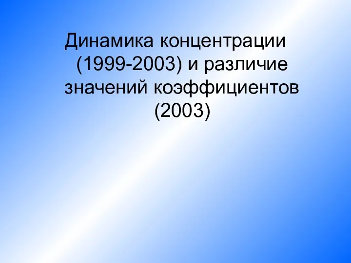 Динамика концентрации (1999-2003) и различие значений коэффициентов (2003)