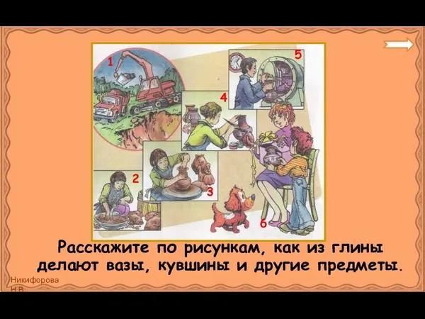 Расскажите по рисункам, как из глины делают вазы, кувшины и другие предметы.