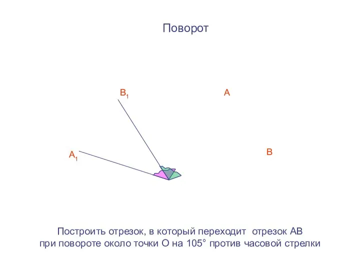 Поворот Построить отрезок, в который переходит отрезок АВ при повороте около точки