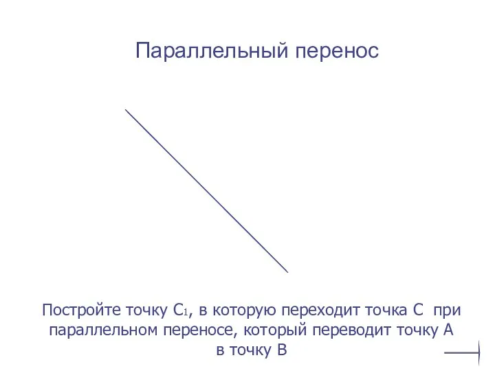 Параллельный перенос Постройте точку С1, в которую переходит точка С при параллельном