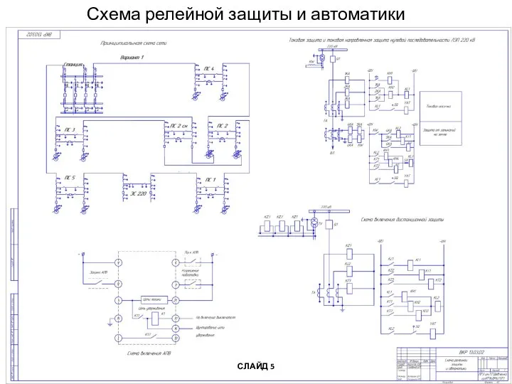 Схема релейной защиты и автоматики СЛАЙД 5