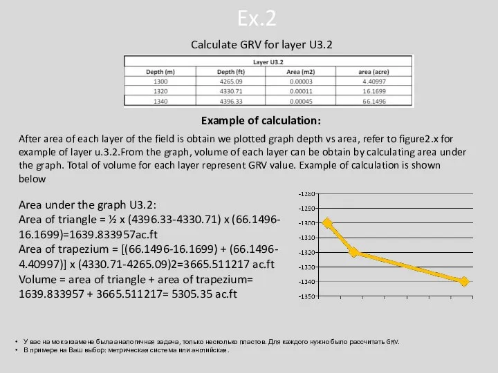 Ex.2 After area of each layer of the field is obtain we