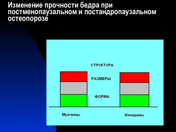 Изменение прочности бедра при постменопаузальном и постандропаузальном остеопорозе