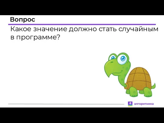 Вопрос Какое значение должно стать случайным в программе?