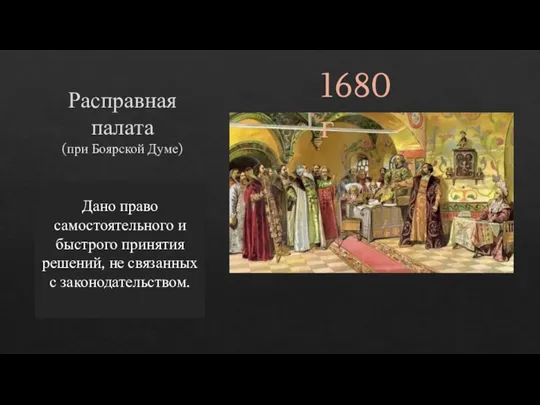 Расправная палата (при Боярской Думе) С. 208 Зачем была создана? Что означает