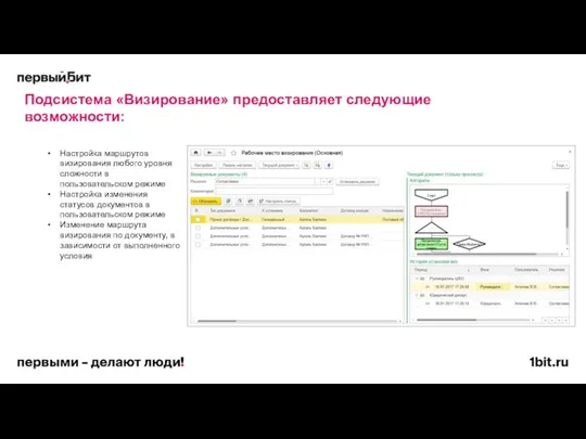 Подсистема «Визирование» предоставляет следующие возможности: Настройка маршрутов визирования любого уровня сложности в