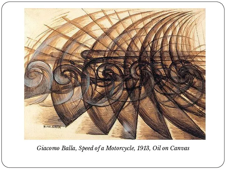 Giacomo Balla, Speed of a Motorcycle, 1913, Oil on Canvas