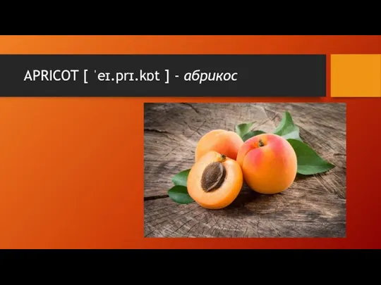 APRICOT [ ˈeɪ.prɪ.kɒt ] - абрикос