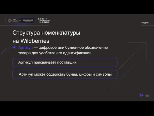 Артикул может содержать буквы, цифры и символы Артикул присваивает поставщик БИЗНЕС НА