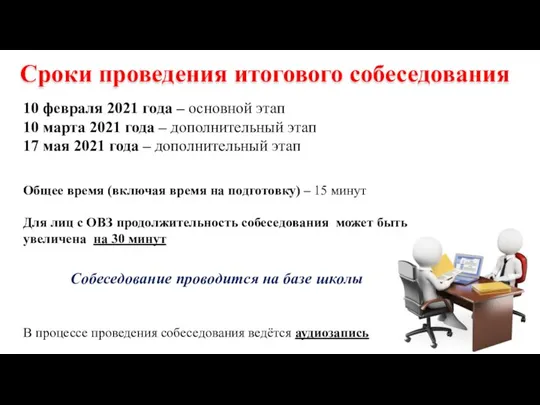 Сроки проведения итогового собеседования 10 февраля 2021 года – основной этап 10