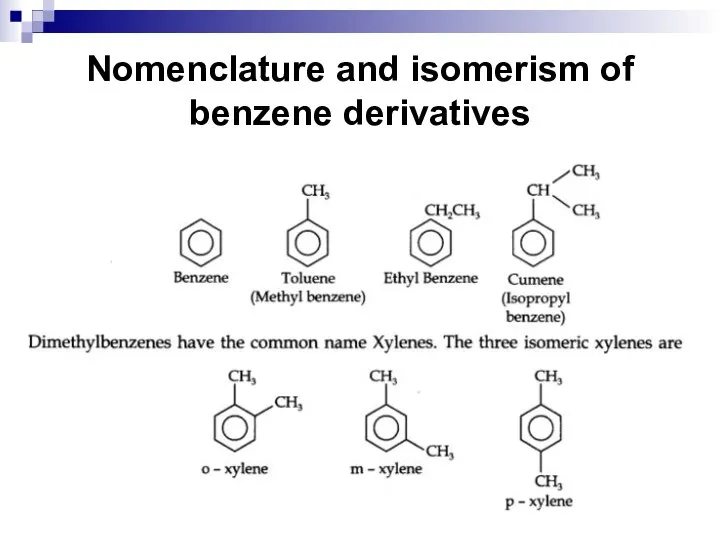 Nomenclature and isomerism of benzene derivatives