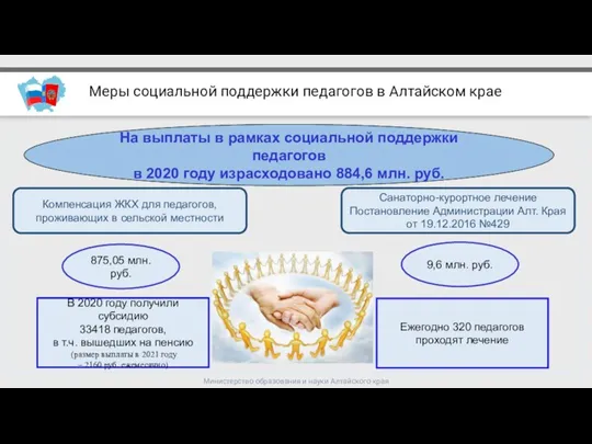 Министерство образования и науки Алтайского края Меры социальной поддержки педагогов в Алтайском