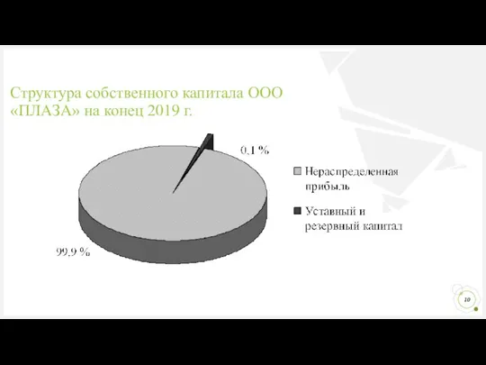 Структура собственного капитала ООО «ПЛАЗА» на конец 2019 г.
