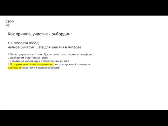 СТОРИЗ Как принять участие - онбординг На скорости побед: четыре быстрых шага